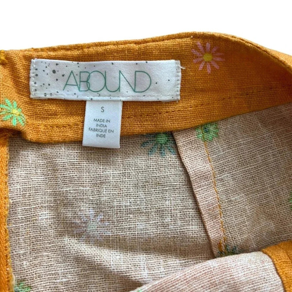 Abound Orange Floral Linen Rayon Mini Skirt S - Picture 3 of 4